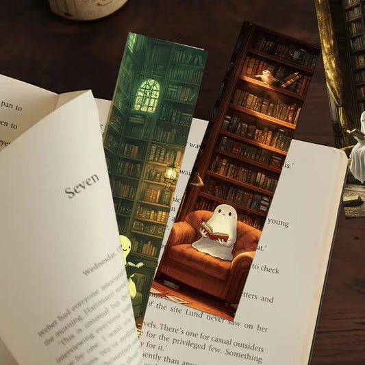 30Pcs Library Ghost Reading Bookmarks for Students Paper Card Decorating Books Book Page Labeling Page Book Marking DIY