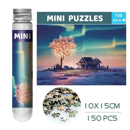 150Pcs Test Tube Puzzle Strolling in the Rain Mini Travel Puzzle Gift Christmas House Paris Tower New Year