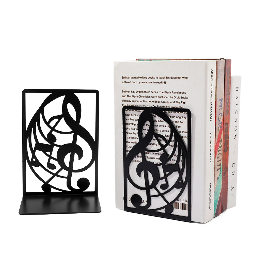 A Pair of Metal Bookshelves with High Notes and Patterns, Sturdy and Slip Resistant, Is the Perfect Gift for Composers.