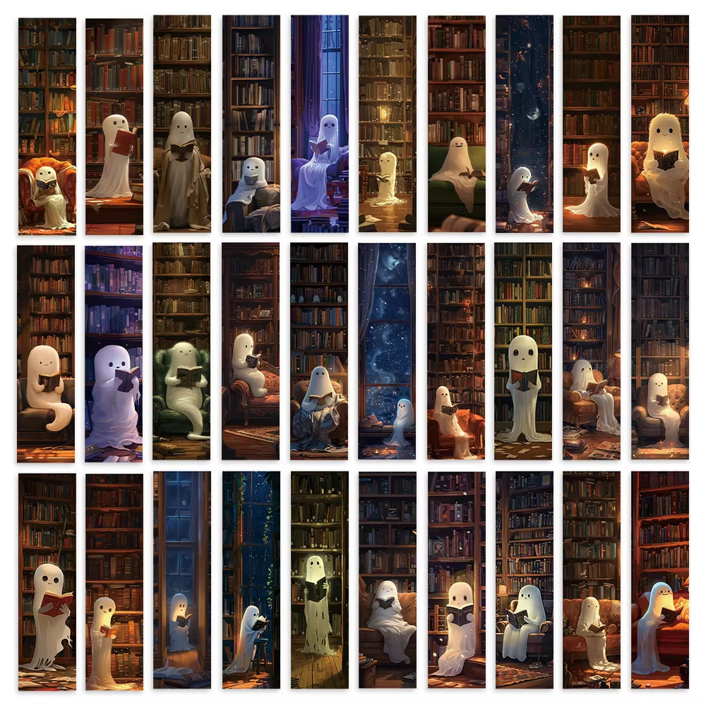 32Pcs. Ghost Bookmarks for Reading, Suitable for Back-To-School Season, Christmas, Halloween, Teachers, Readers, and Birthdays.