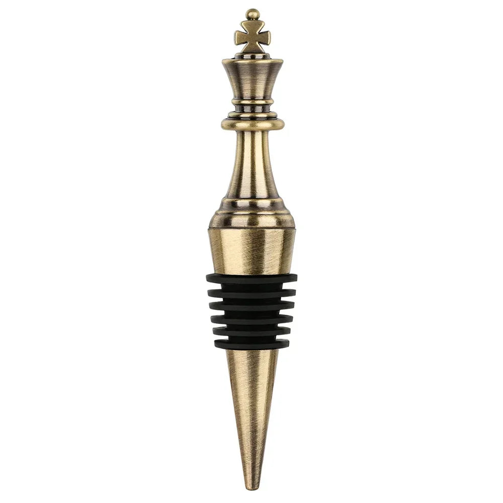 Vintage Wine Bottle Stoppers Chess King/Queen Decoration Metal Silicone Wine Seal Stopper Wine Gift Kitchen Bar Accessories Tool