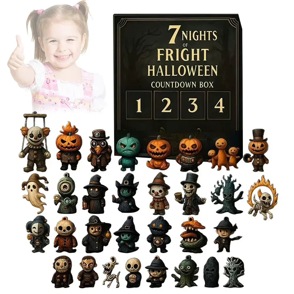 31 Nights of Fright Halloween Advent Calendar Blind Box with Figurines Halloween Countdown Calendars Horror Nights 31/15/7 Days