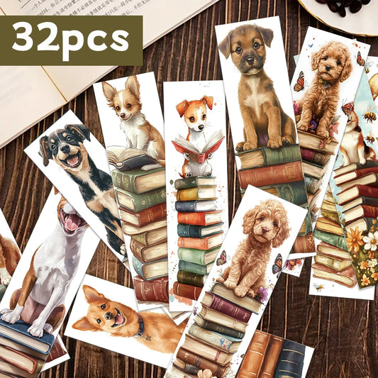 32Pcs, Creative Dog Bookmarks, Cartoon Cute Dogs, Perfect for Teachers, Readers and Book Lovers, Birthday Gift.