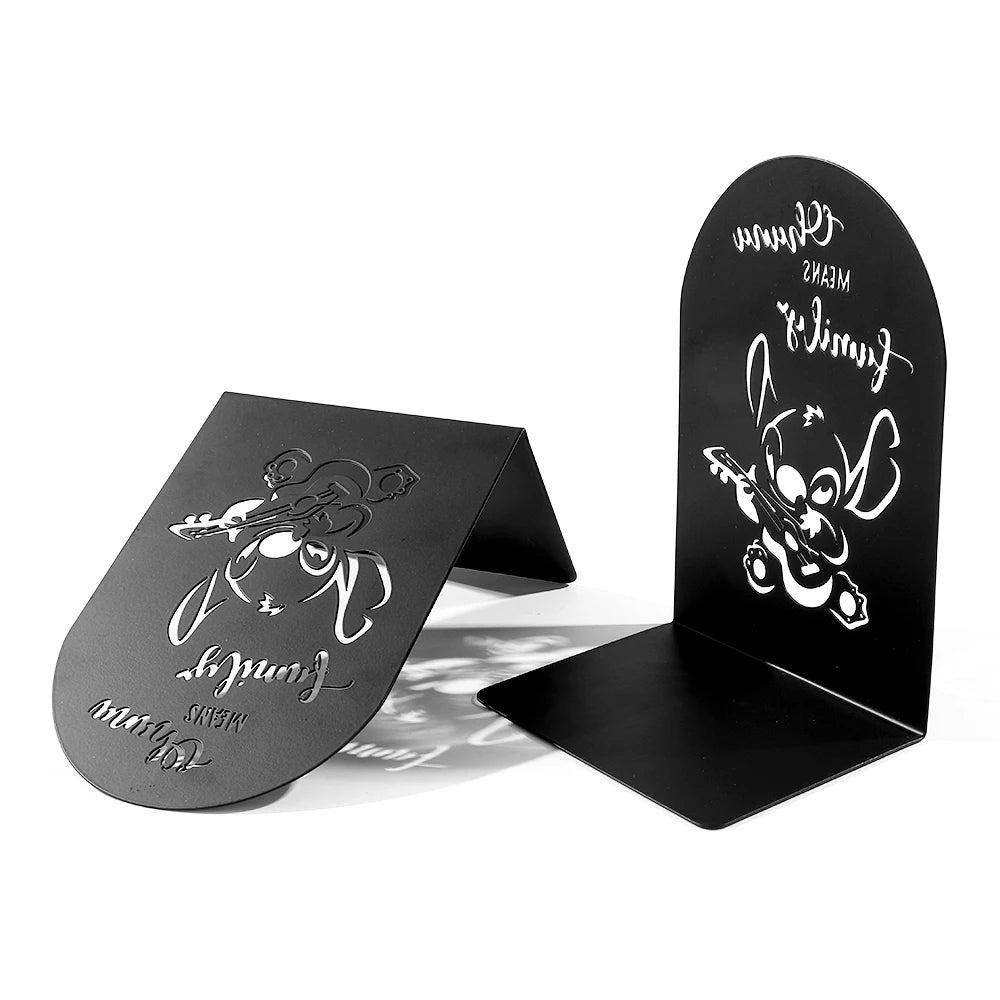 2Pcs Cute Stitch Book Ends Heavy Duty Metal Bookends Office Desktop Home Bookshelf Book Rack Office Supplies for Book Lovers