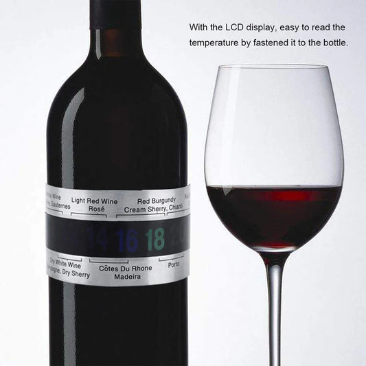 Wine Collar Thermometer Bar Beverage Tool Clever Bottle Snap Thermometer LCD Display Clip Sensor for Champagne Beer Red Wine