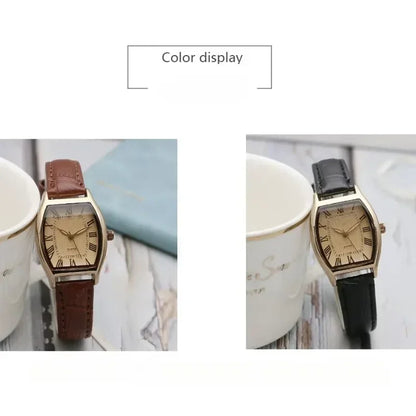 Watch for Women Small Ladies Wristwatches Brown Retro Vintage Leather Bracelet Watch Black Quartz Wristwatches Reloj Mujer