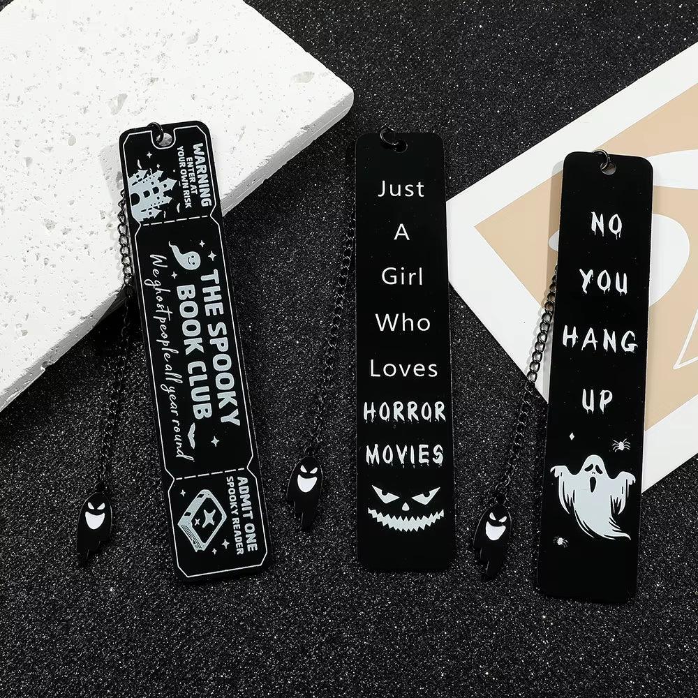 Creative Halloween Themed Bookmark - Black Stainless Steel Bookmark, a Reading Gift for Readers, a Gift for Horror Enthusiasts