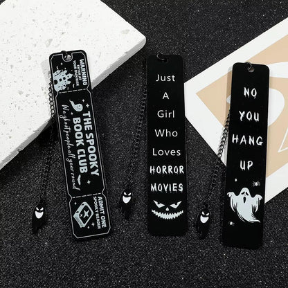 Creative Halloween Themed Bookmark - Black Stainless Steel Bookmark, a Reading Gift for Readers, a Gift for Horror Enthusiasts