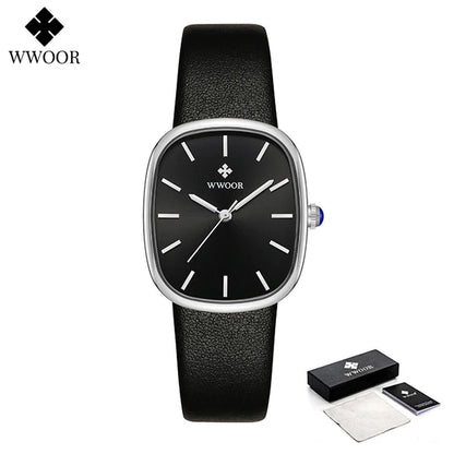 WWOOR New Reloj Fashion Women'S Bracelet Watch Luxury Brand Elegant Dress Quartz Clock Waterproof Top Ladies Wristwatch Gift Box