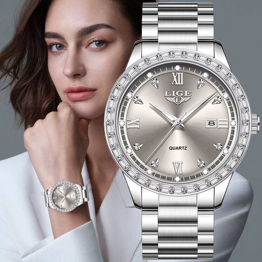 Elegant Women'S Watch Fashion Waterproof Clock Luminous Stainless Steel Business Quartz Watch for Women Reloj De Mujer+Box