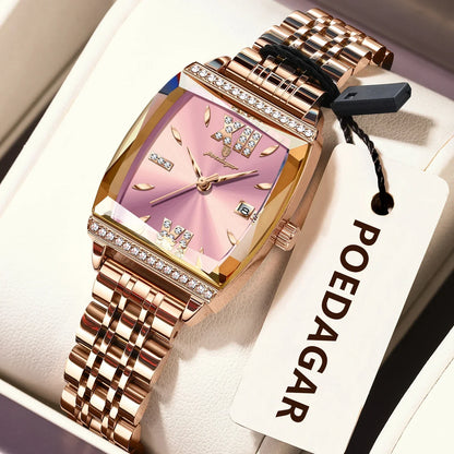 Diamond Luxury Watch for Woman High Quality Waterproof Date Ladies Quartz Watch Stainless Steel Women Watches Reloj+Box