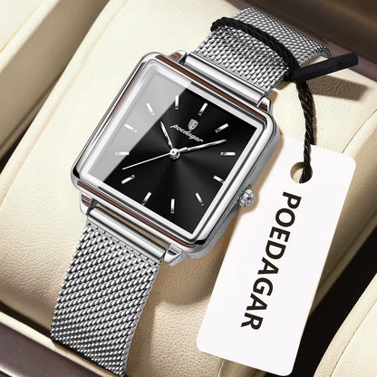 Fashion Brand Ladies Wristwatch Waterproof Mesh Stainless Steel Woman Watch Elegant Square Quartz Women'S Watches Reloj