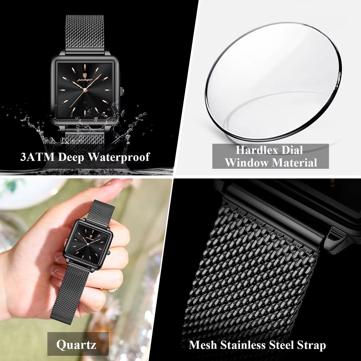 Fashion Brand Ladies Wristwatch Waterproof Mesh Stainless Steel Woman Watch Elegant Square Quartz Women'S Watches Reloj