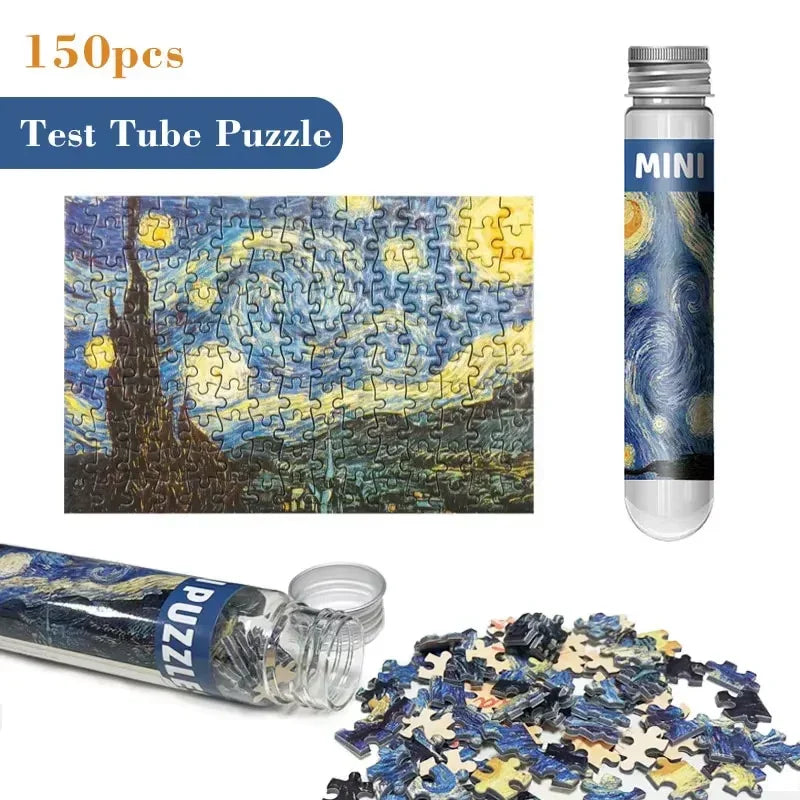 150Pcs Test Tube Jigsaw Puzzle World Famous Painting Van Gogh the Starry Night Christmas Gift
