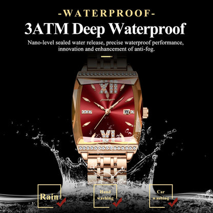 Diamond Luxury Watch for Woman High Quality Waterproof Date Ladies Quartz Watch Stainless Steel Women Watches Reloj+Box