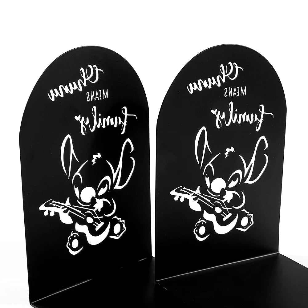2Pcs Cute Stitch Book Ends Heavy Duty Metal Bookends Office Desktop Home Bookshelf Book Rack Office Supplies for Book Lovers