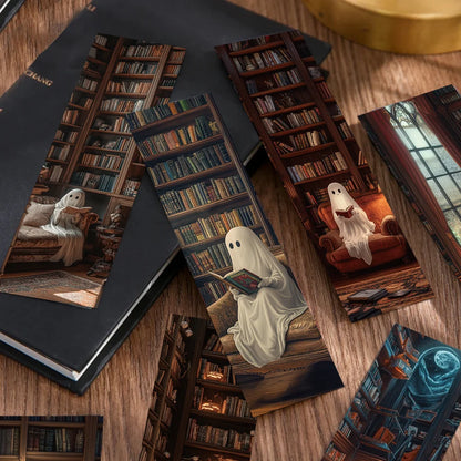 30Pcs Library Ghost Reading Bookmarks for Students Paper Card Decorating Books Book Page Labeling Page Book Marking DIY