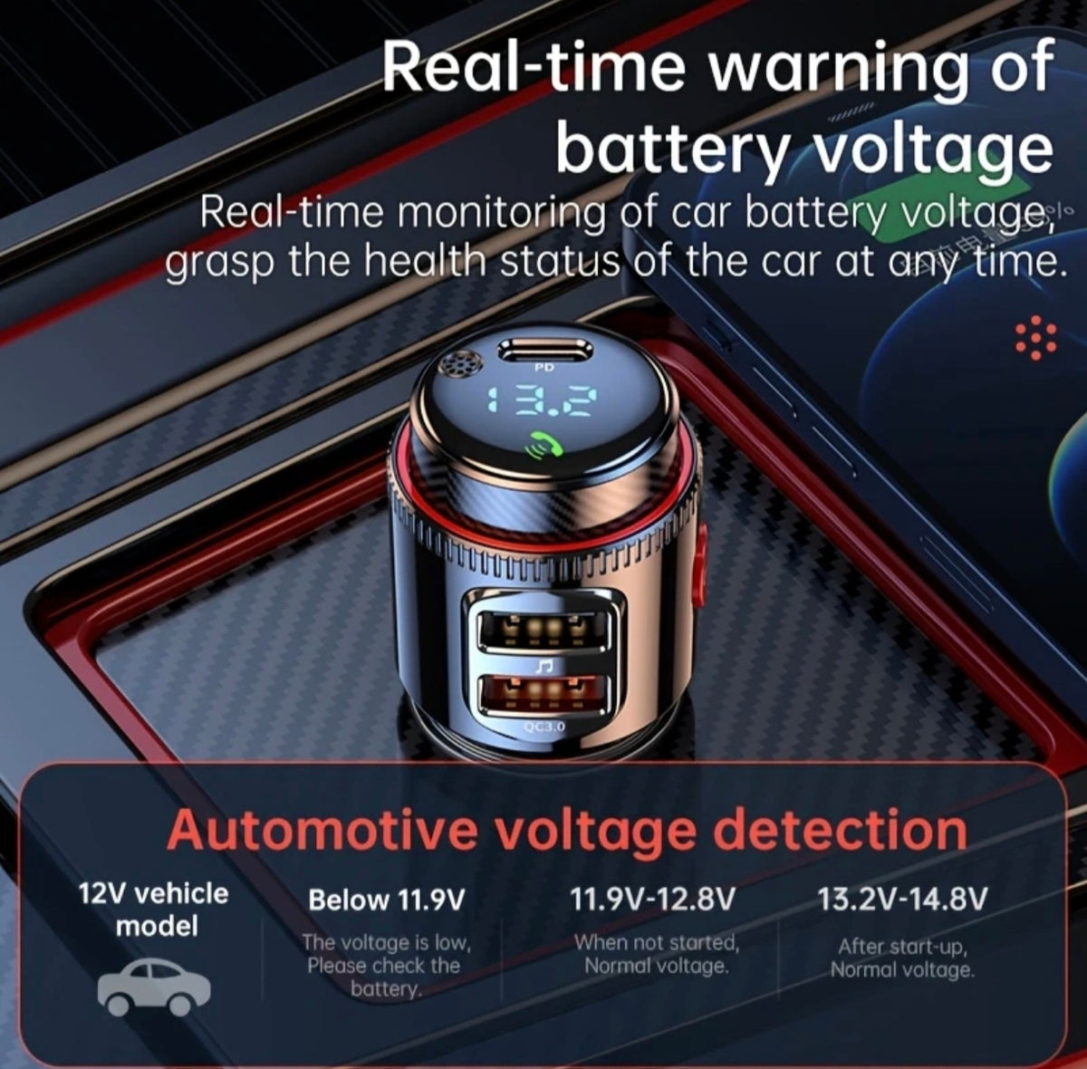 FM transmitter αυτοκινήτου με Bluetooth 5.4